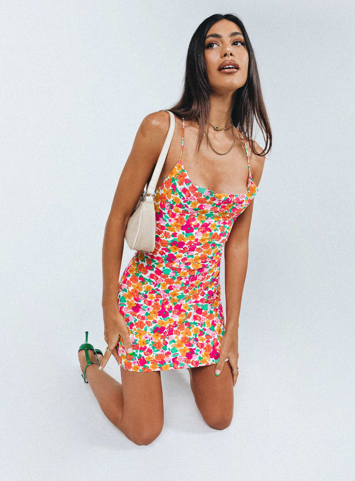 Celena Mini Dress Rainbow Floral