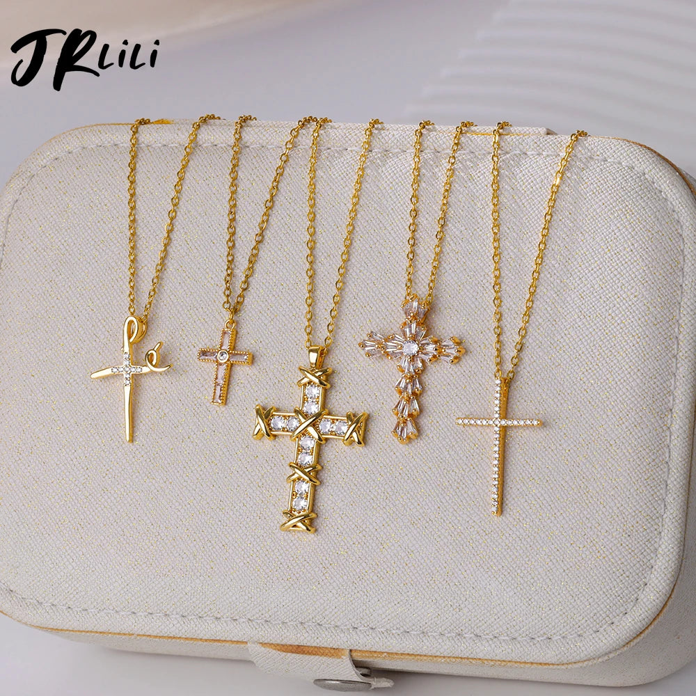 Danae Mixed Metal Cross Pendant Necklaces