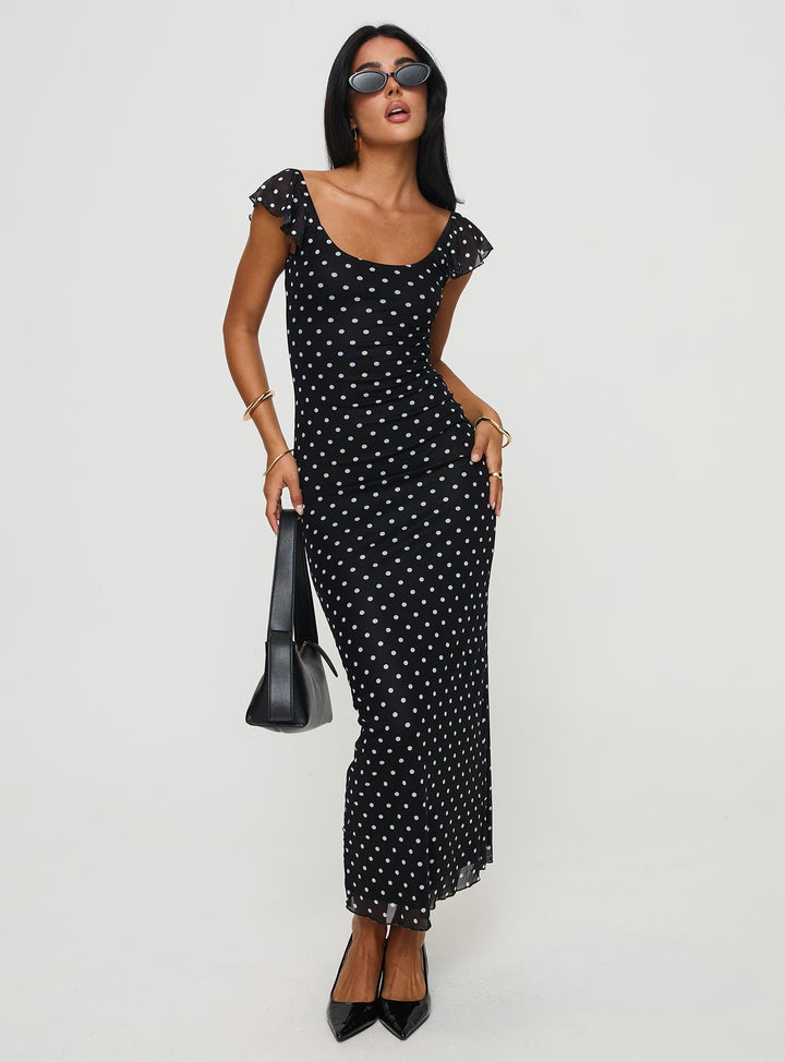 Sandberg Maxi Dress Black Polka Dot