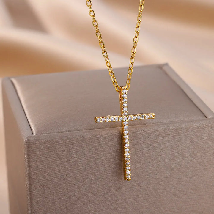 Danae Mixed Metal Cross Pendant Necklaces