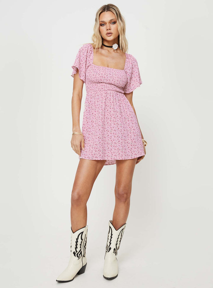 Summer Nights Mini Dress Pink Floral