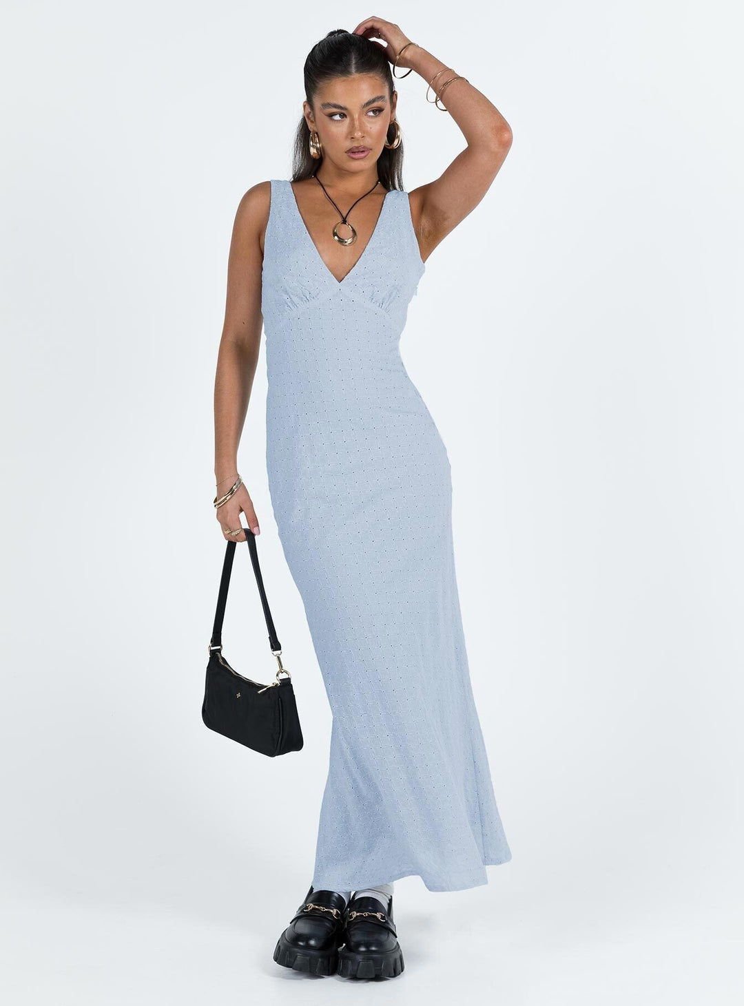 Nellie Anglaise Maxi Dress Blue