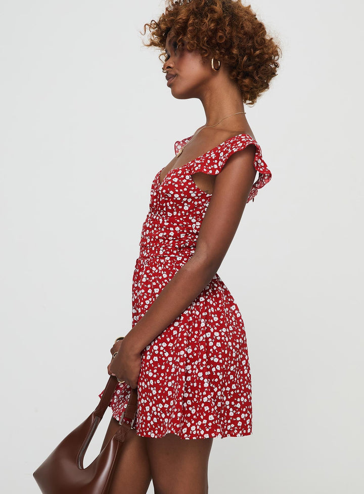 So Sweet Mini Dress  Red / Floral