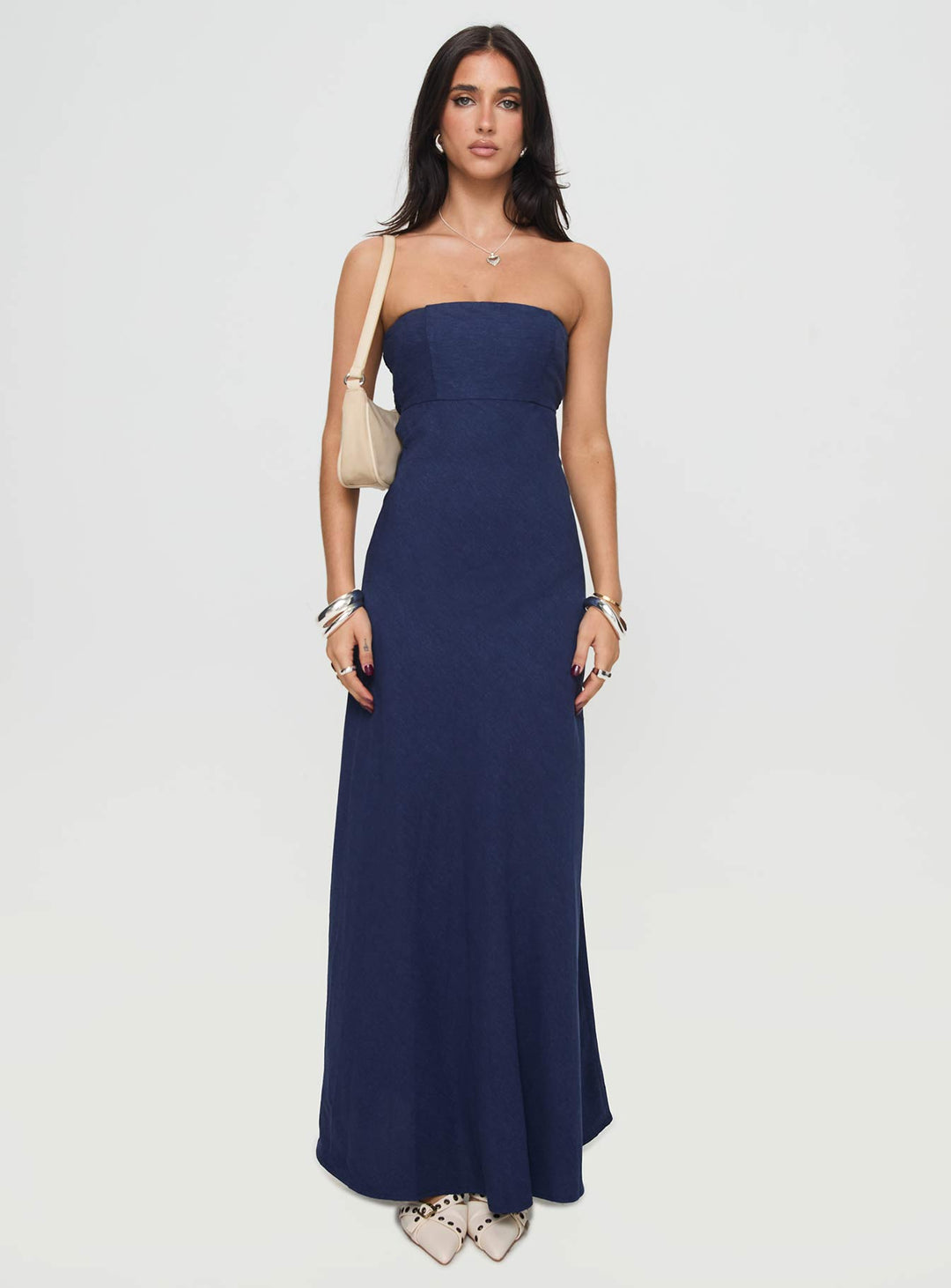 Yahir Strapless Maxi Dress Navy