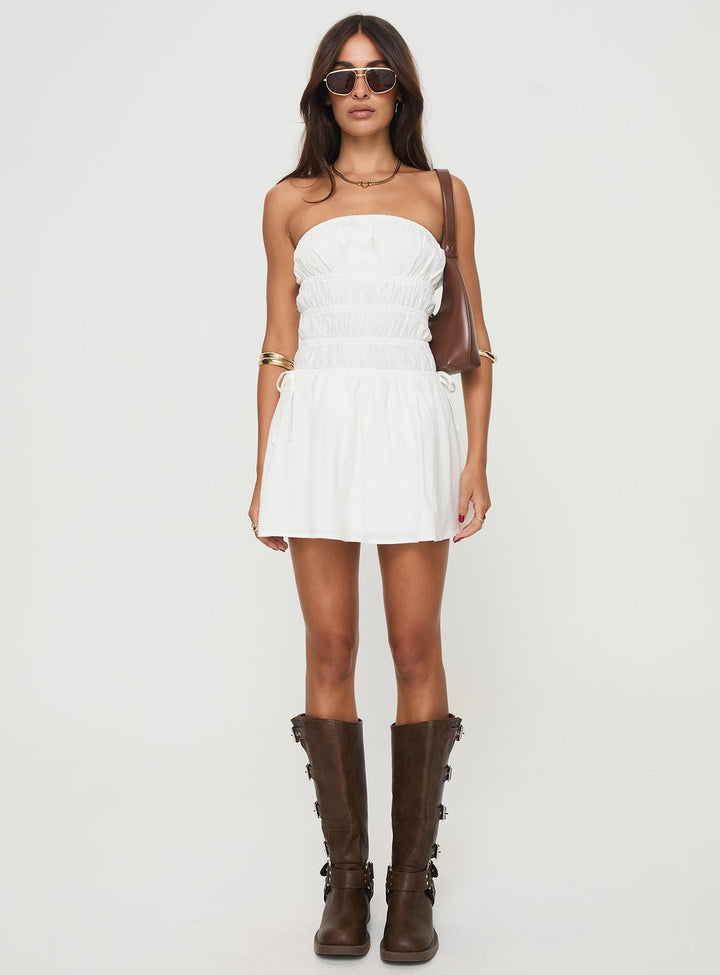 Mercier Strapless Mini Dress White