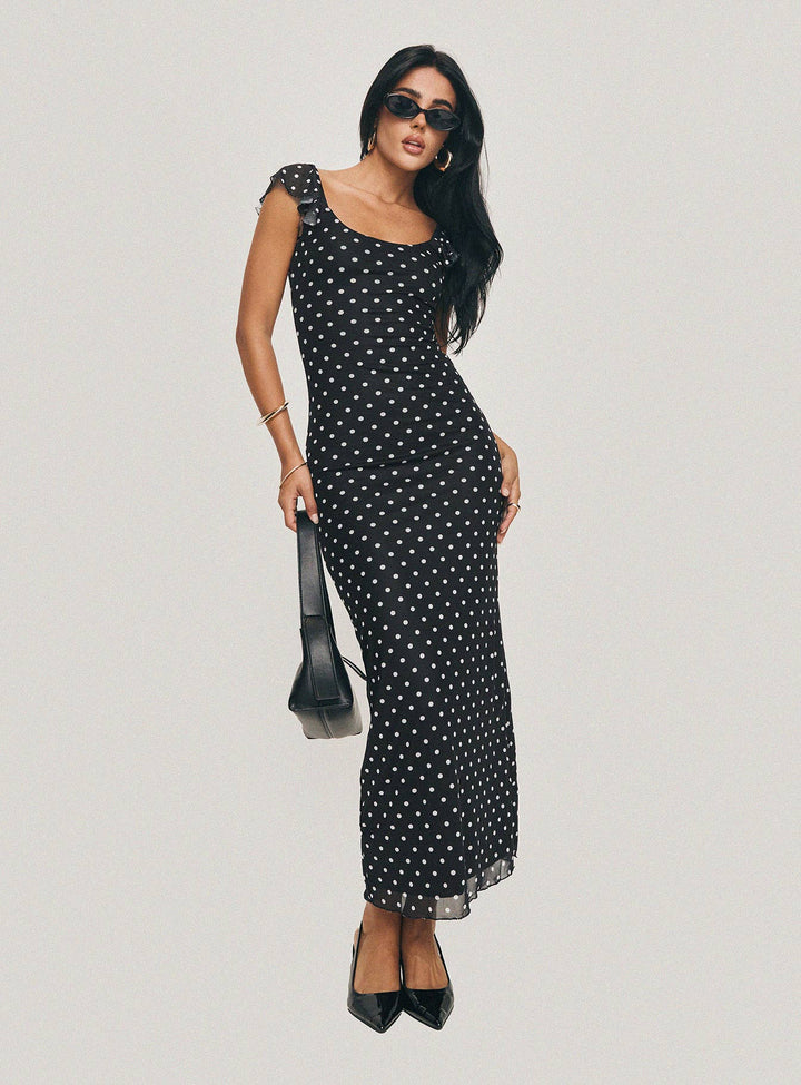 Sandberg Maxi Dress Black Polka Dot