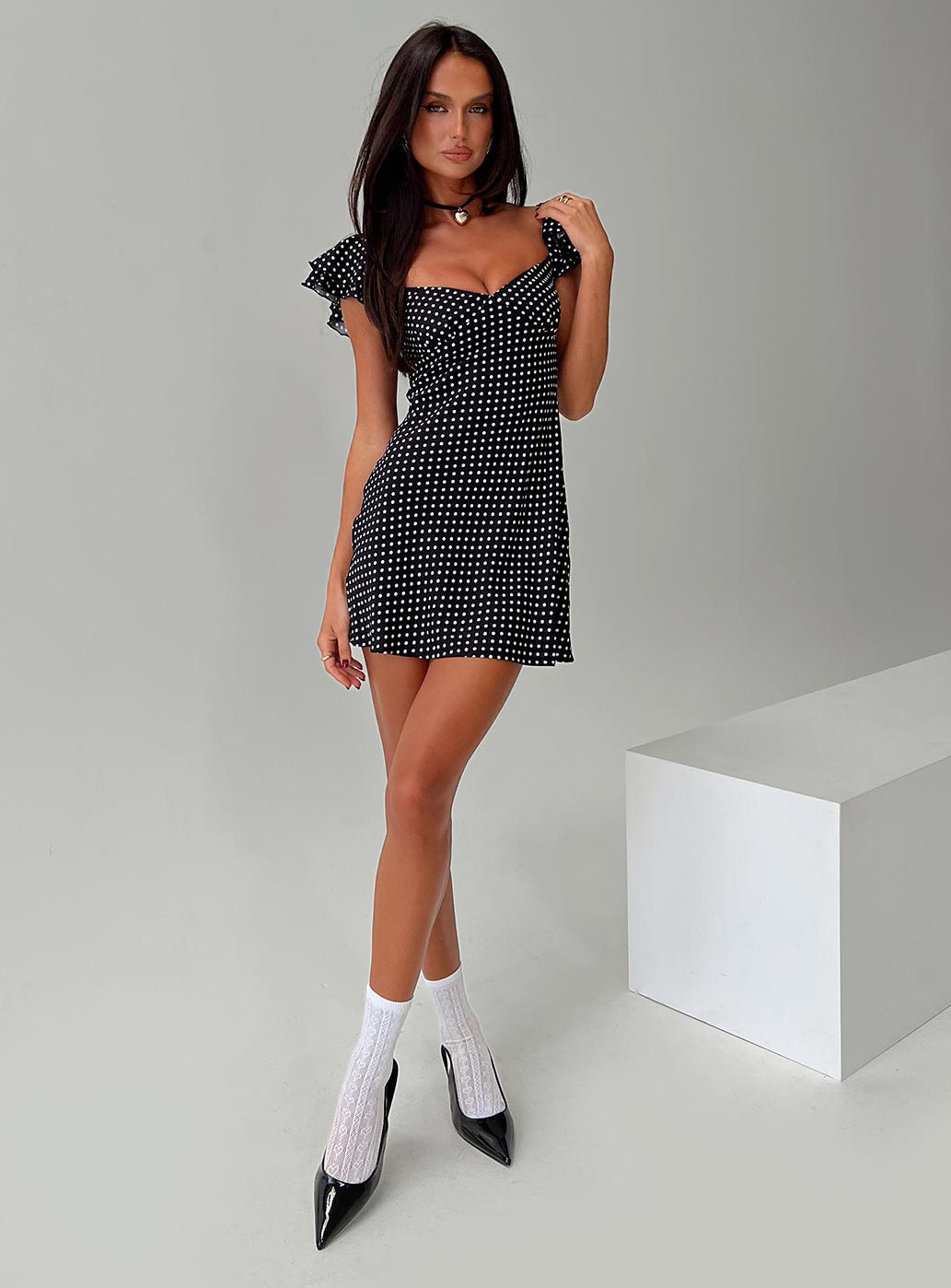 Moretti Mini Dress Black Polka Dot