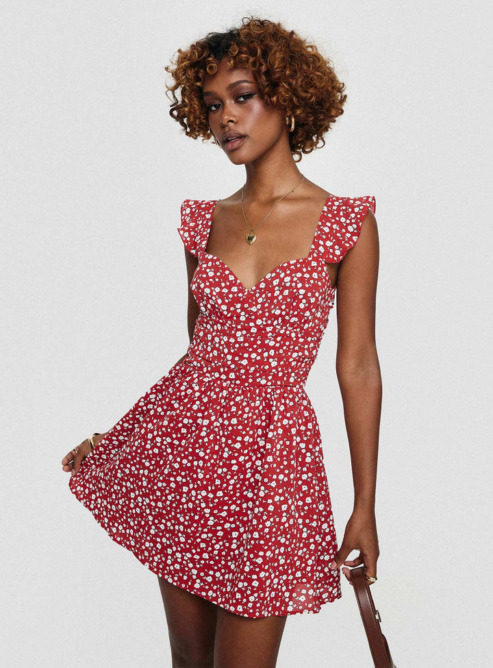 So Sweet Mini Dress  Red / Floral