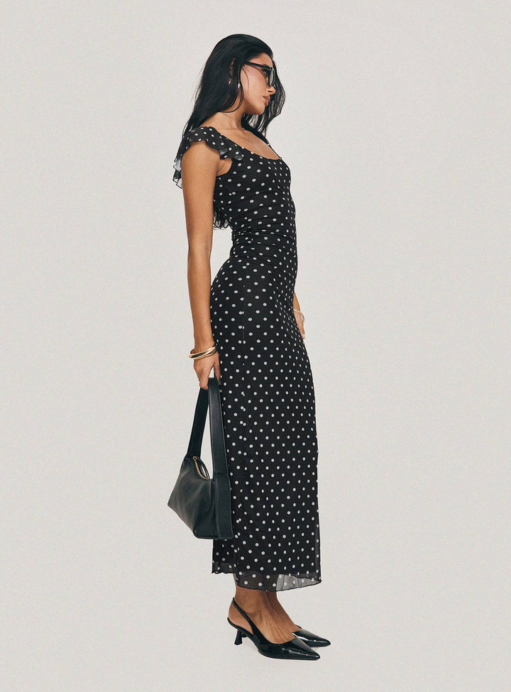 Sandberg Maxi Dress Black Polka Dot