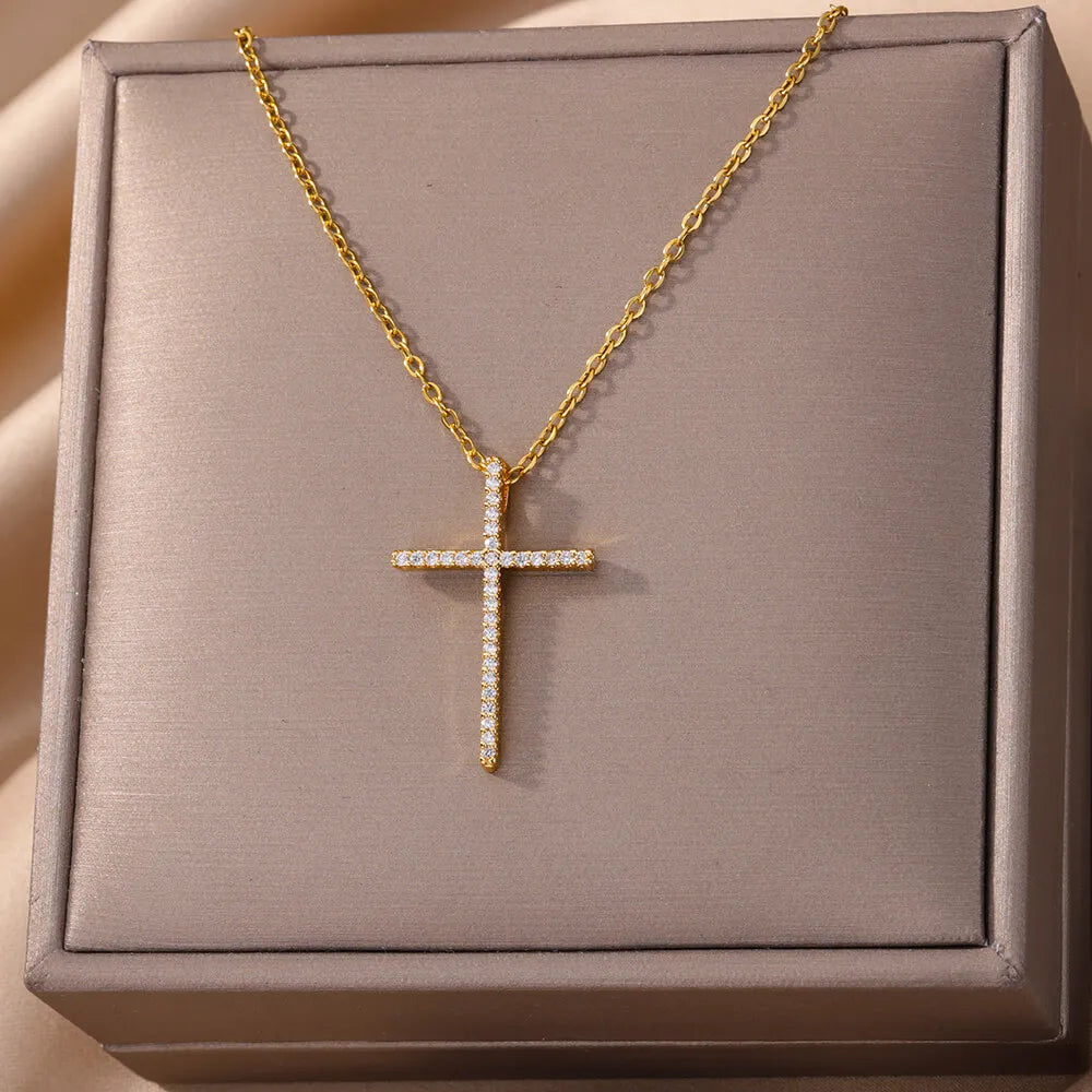 Danae Mixed Metal Cross Pendant Necklaces