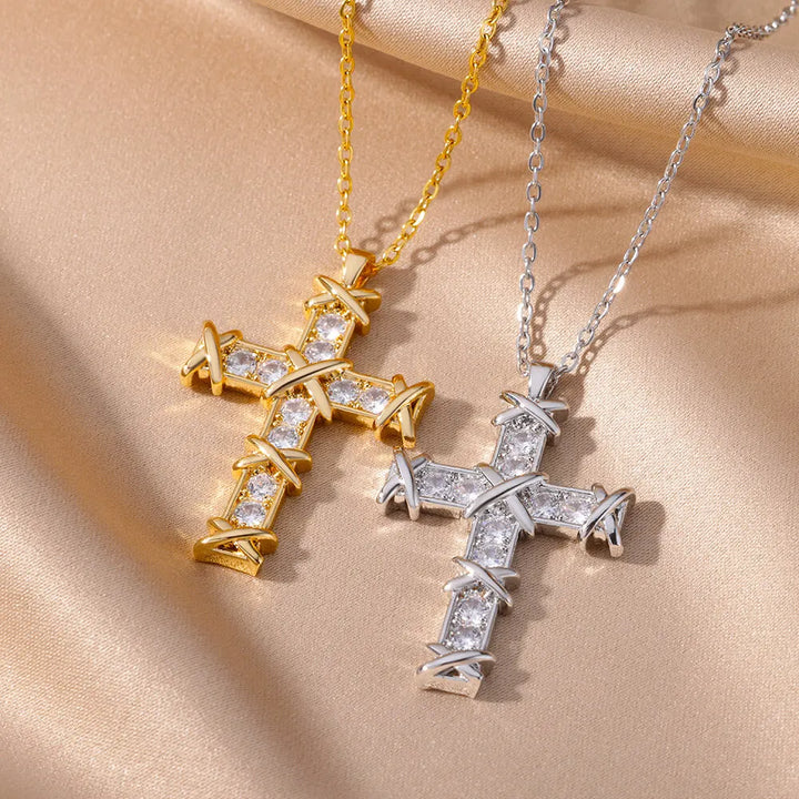 Danae Mixed Metal Cross Pendant Necklaces