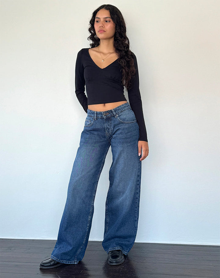 Roomy Extra Wide Low Rise Jean in College Blue