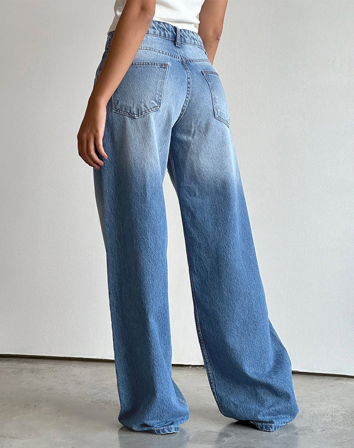 Roomy Extra Wide Low Rise Jeans in Marine Blue Wash