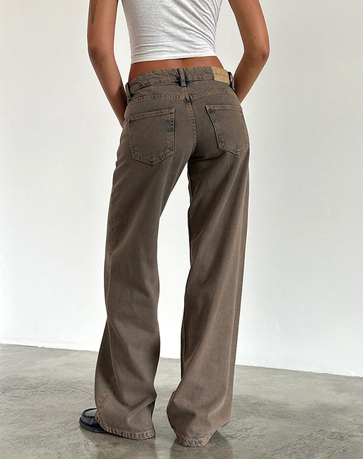 Low Rise Parallel Jeans in Dark Sand