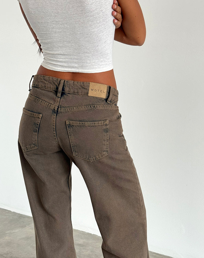 Low Rise Parallel Jeans in Dark Sand