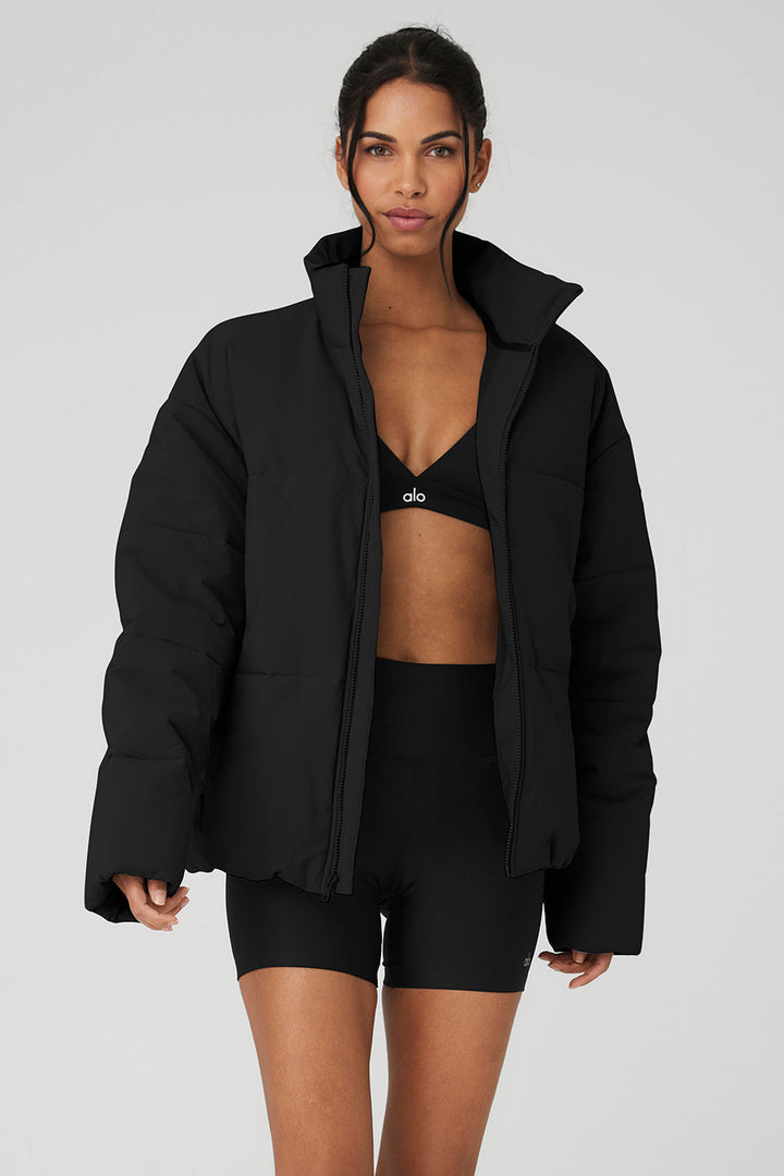 Stretch Woven Street Puffer - Black