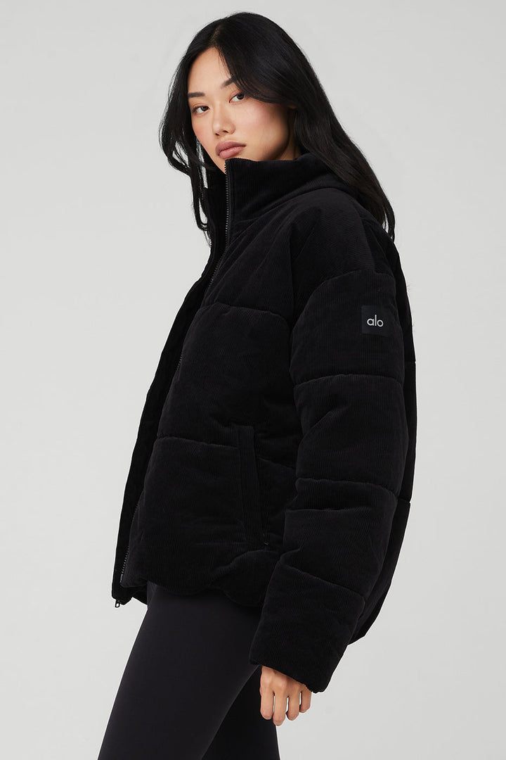 Corduroy Stage Puffer - Black