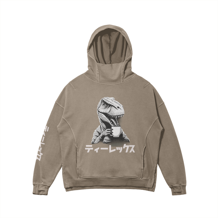 Dino Kanji Washed Turtleneck Hoodie - Unisex Fit