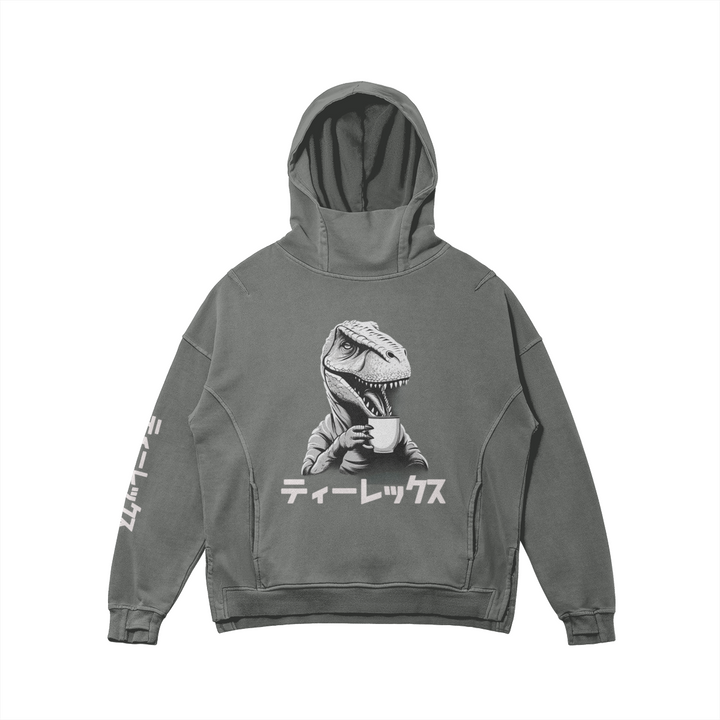 Dino Kanji Washed Turtleneck Hoodie - Unisex Fit
