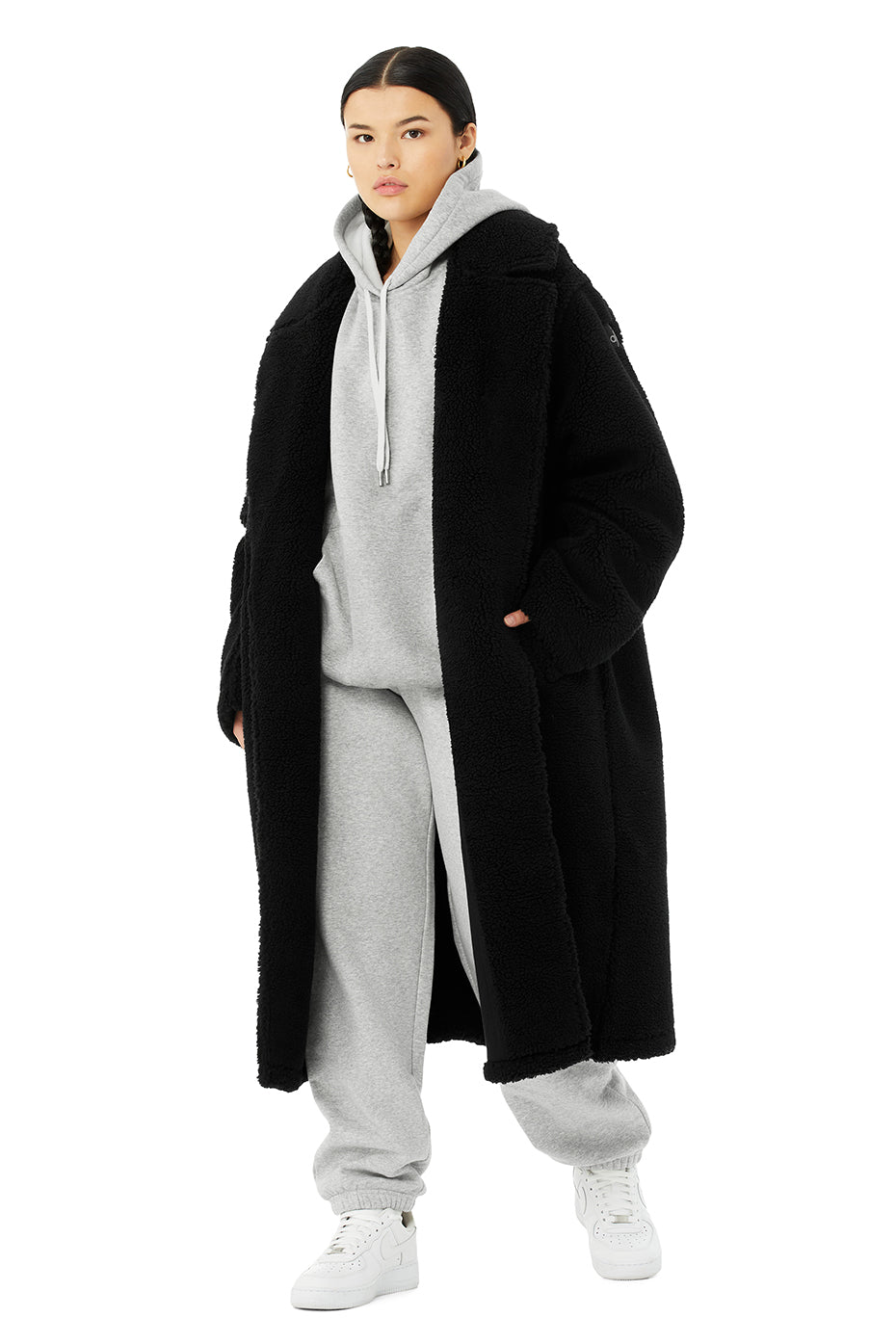 Oversized Sherpa Trench - Black