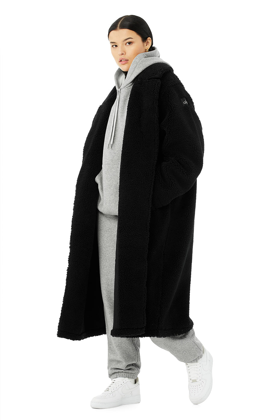 Oversized Sherpa Trench - Black