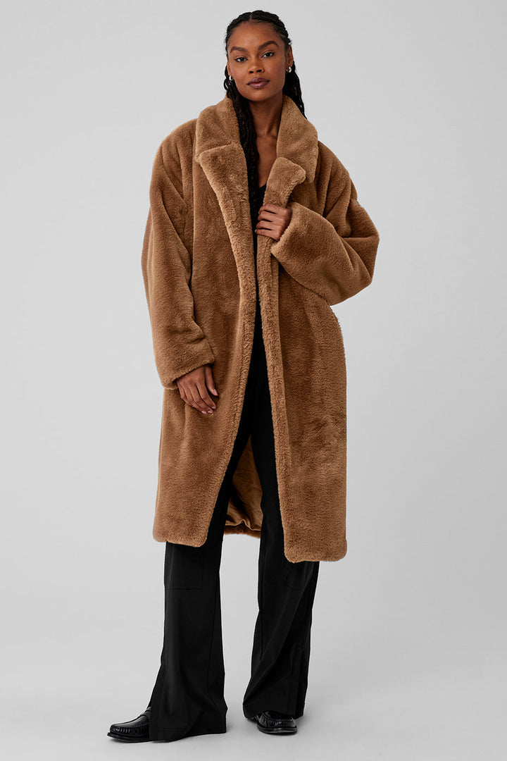 Oversized Faux Fur Trench - Toasted Almond