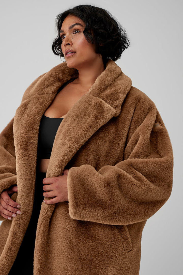 Oversized Faux Fur Trench - Toasted Almond