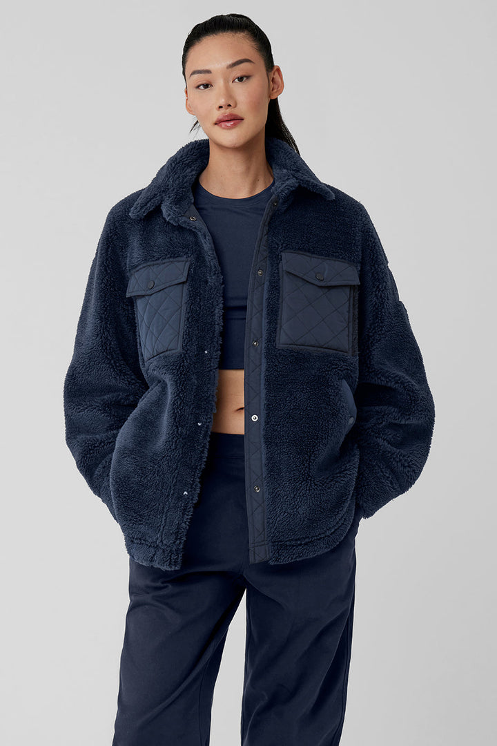 Sherpa Edge Shacket - Navy