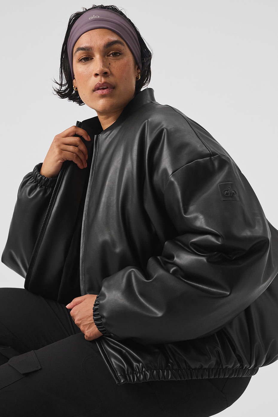 Faux Leather Premier Bomber - Black