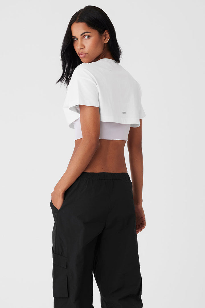 Made You Look Cropped Short Sleeve Tee - White