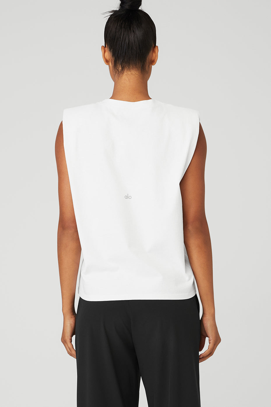 Headliner Shoulder Pad Sleeveless Tee - White