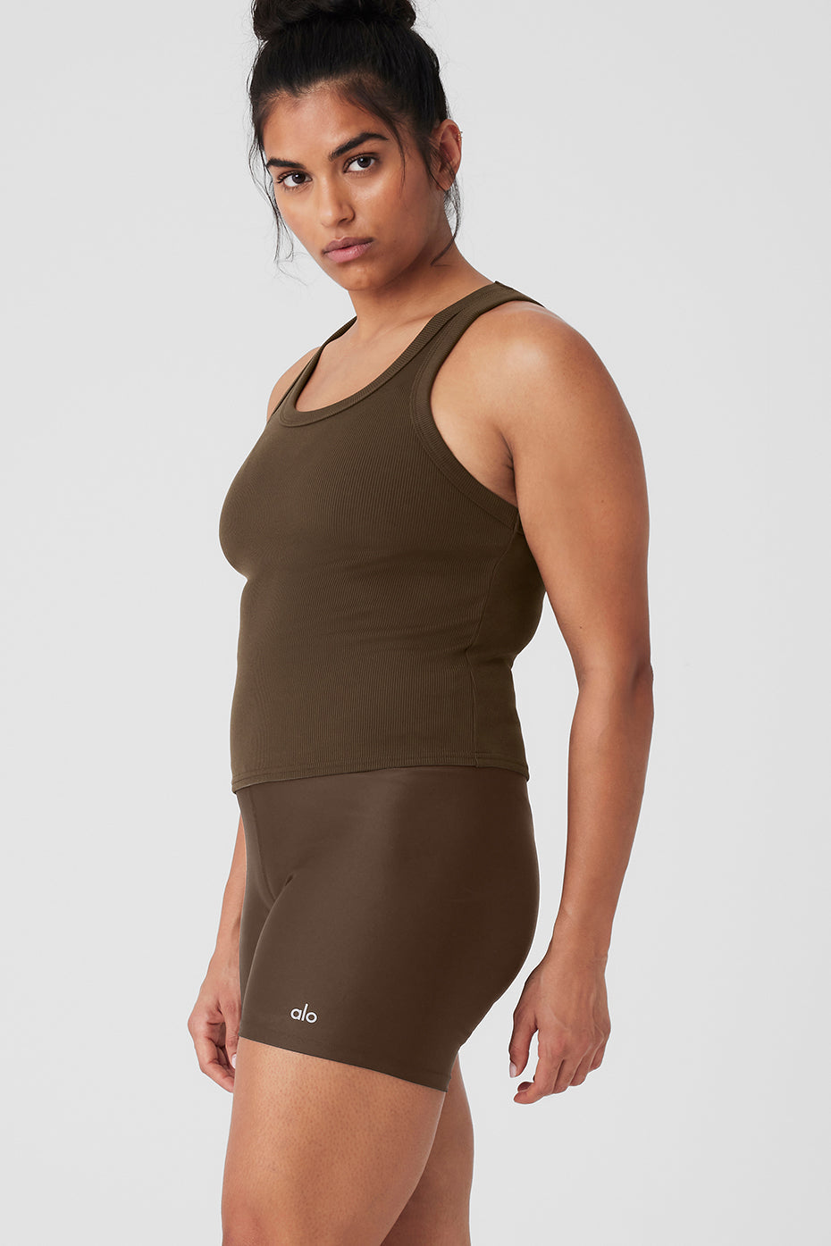 Goddess Ribbed Go-To Tank - Espresso