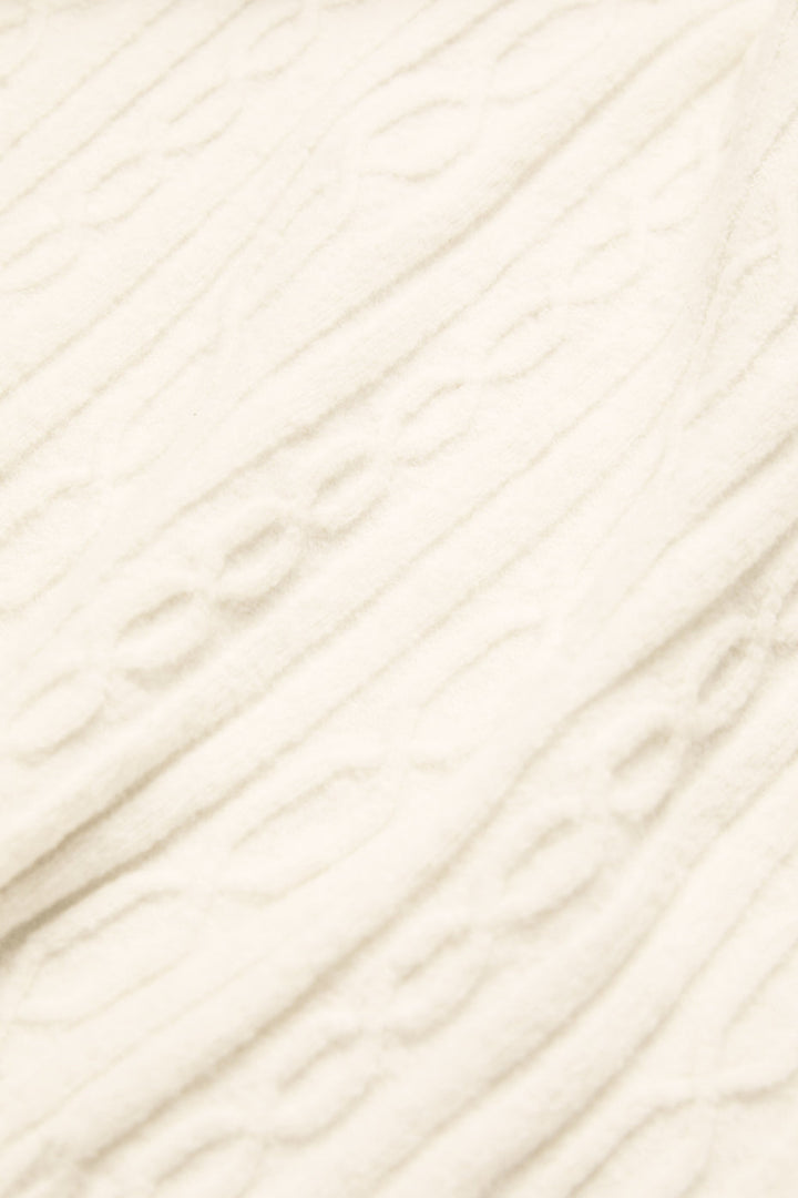 Cable Knit Winter Bliss Mock Neck Tank - Ivory