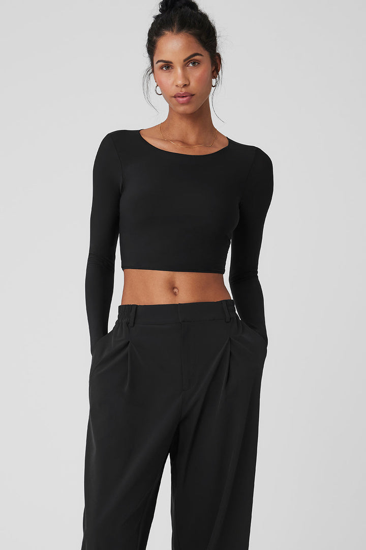 Mesh Sheer Illusion Long Sleeve - Black
