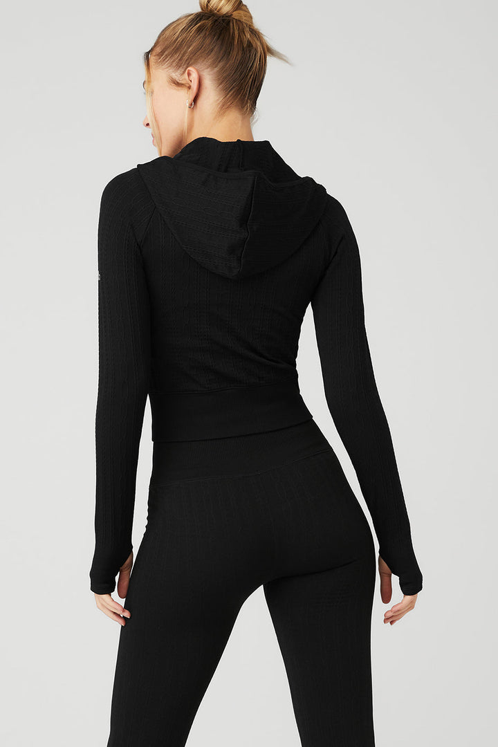 Seamless Cable Knit Jacket - Black