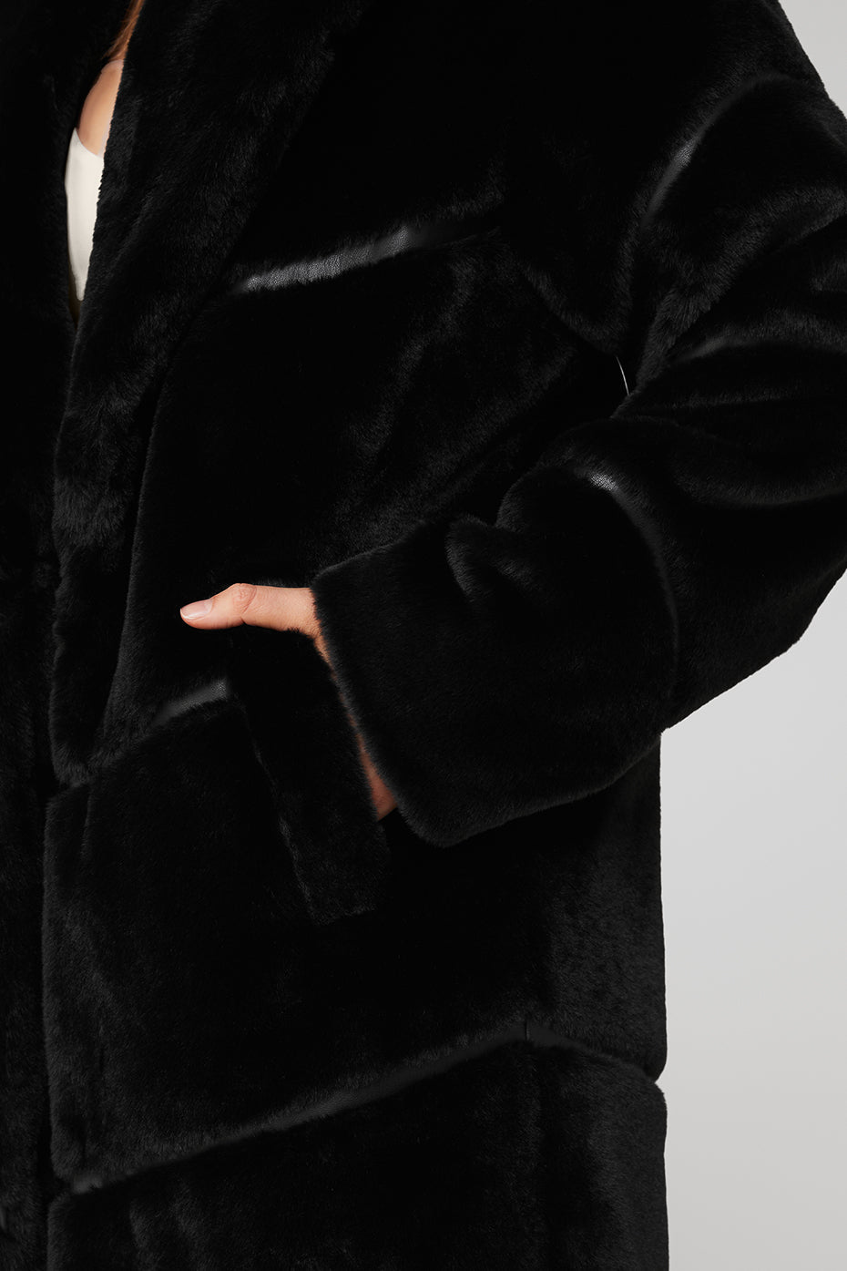 Faux Fur Cascade Jacket - Black