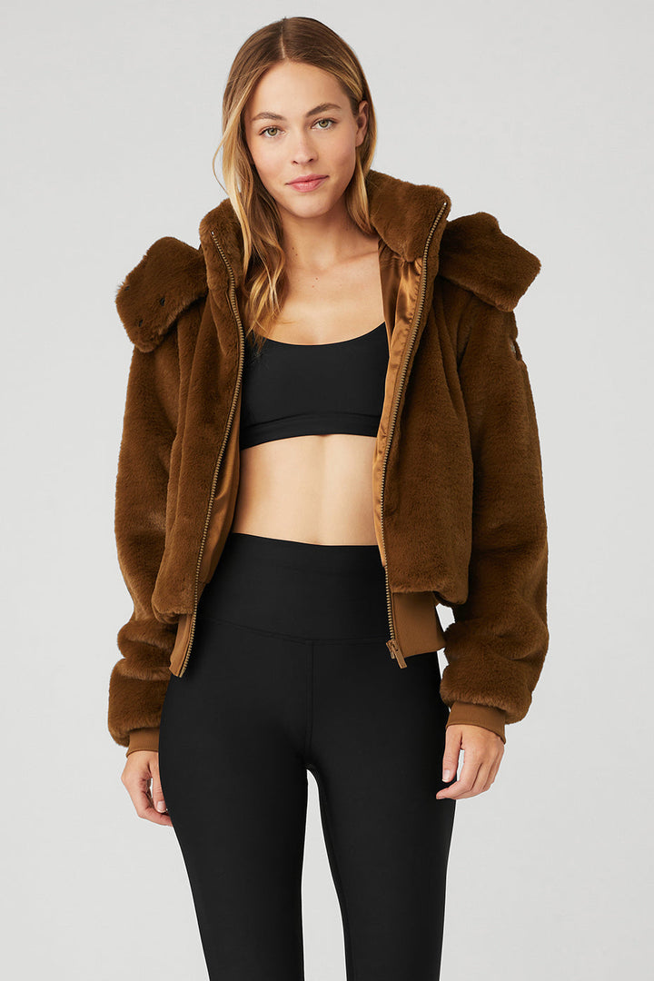 Faux Fur Foxy Jacket - Chocolate