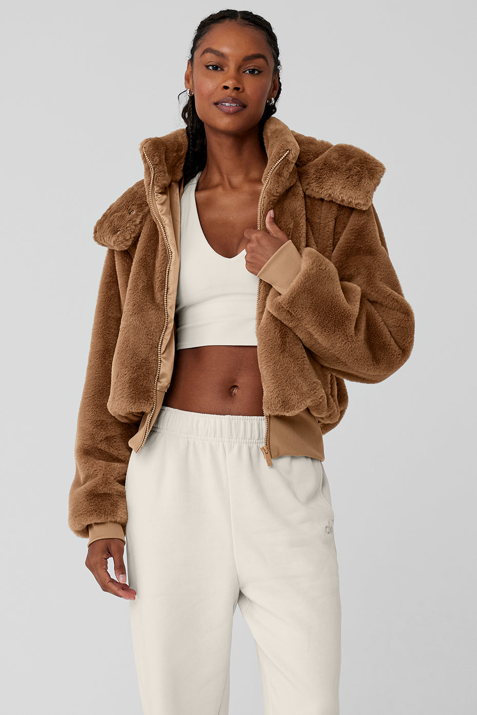 Faux Fur Foxy Jacket - Toasted Almond