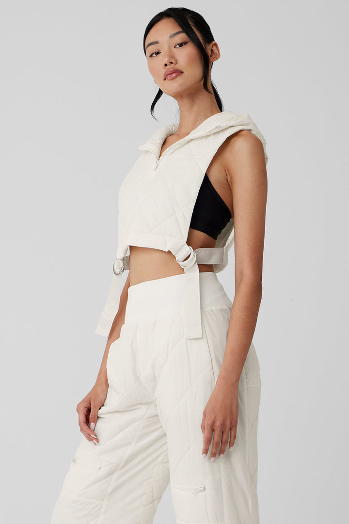 Cropped Snowrider Sleeveless Puffer Top - Ivory