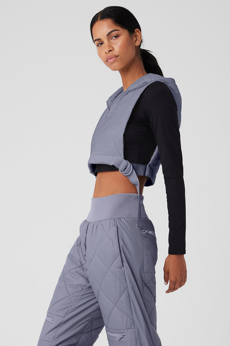 Cropped Snowrider Sleeveless Puffer Top - Fog