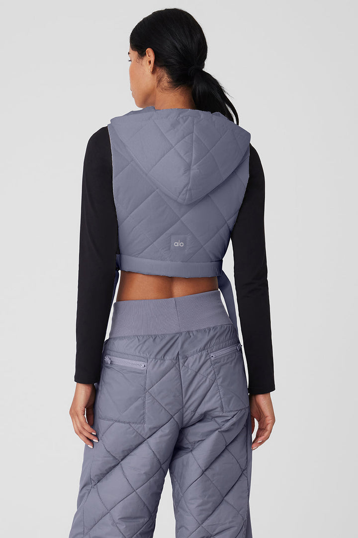 Cropped Snowrider Sleeveless Puffer Top - Fog