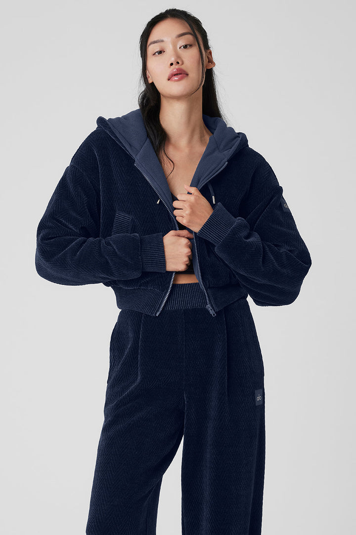 Cropped Cozy Day Full Zip Jacket - Navy