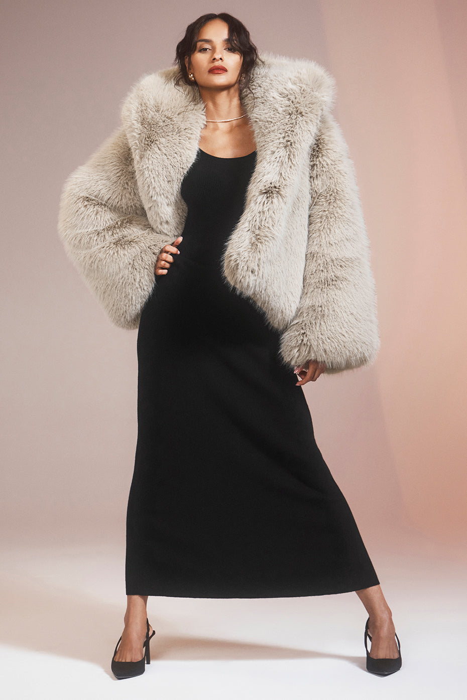 Opulent Faux Fur Statement Jacket - Oat