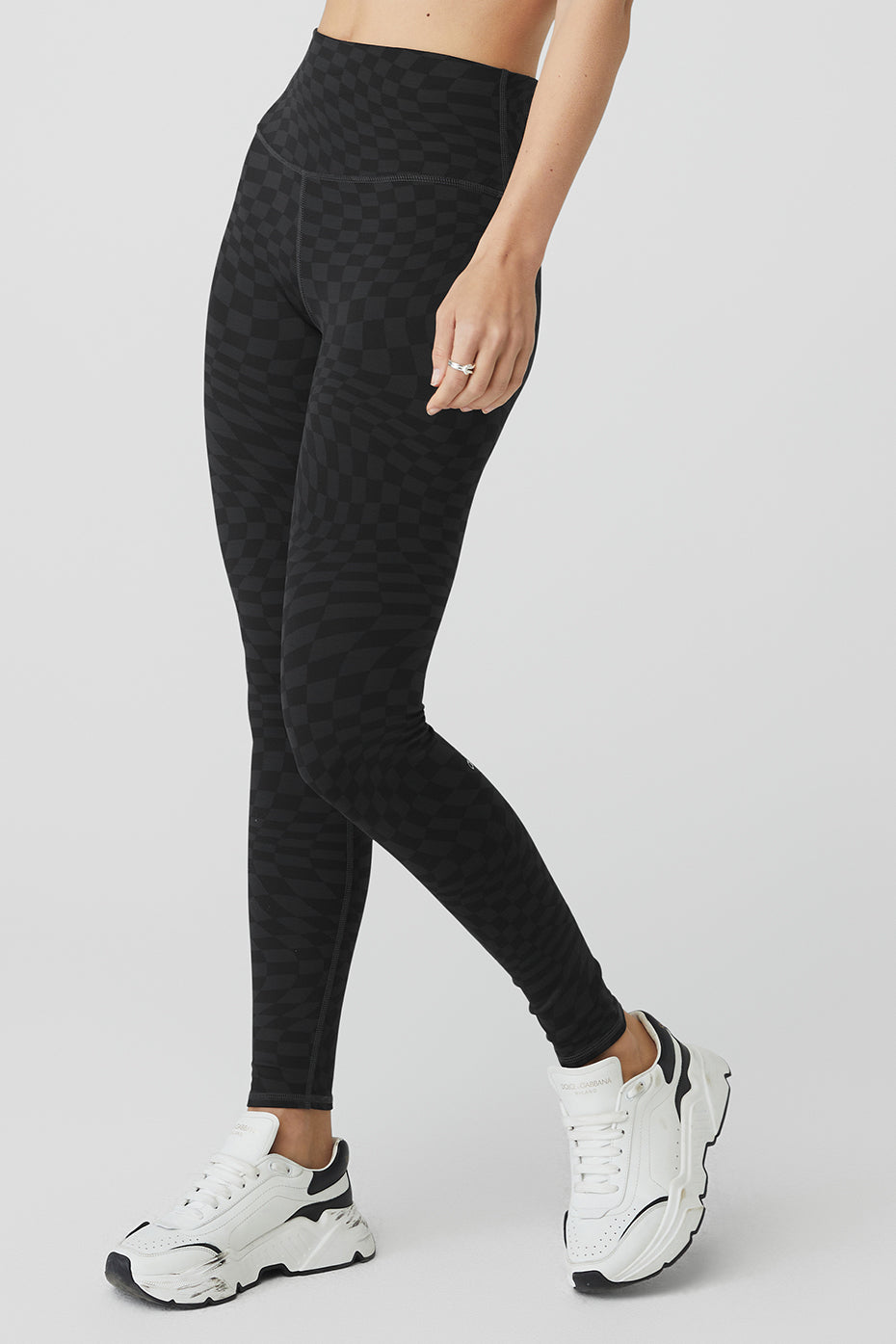 Jacquard High-Waist Checkered Legging - Black/Anthracite