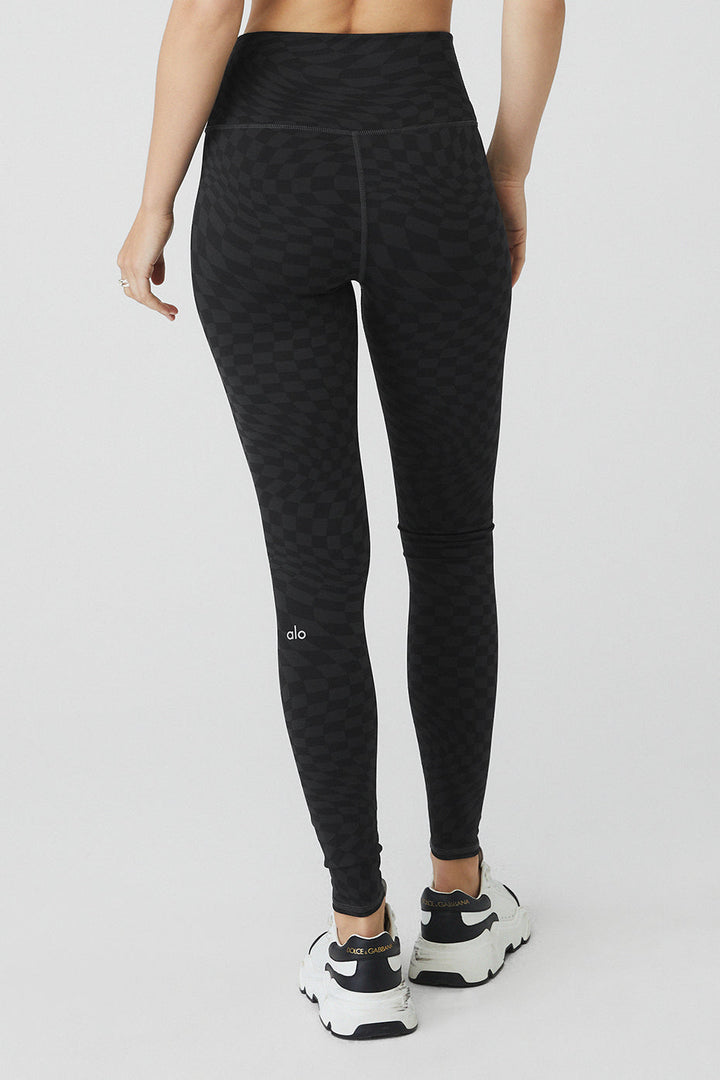 Jacquard High-Waist Checkered Legging - Black/Anthracite