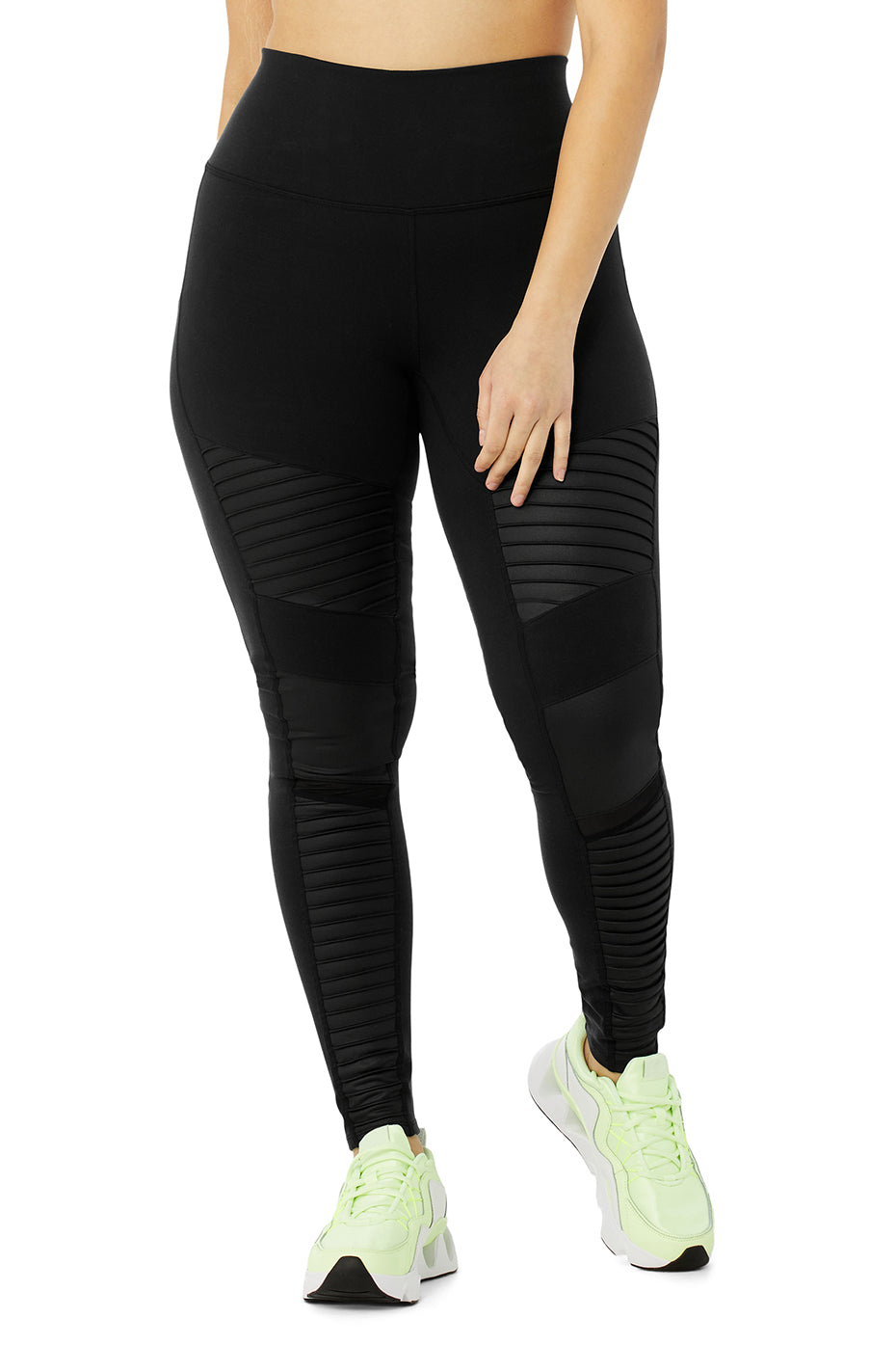 High-Waist Moto Legging - Black/Black Glossy