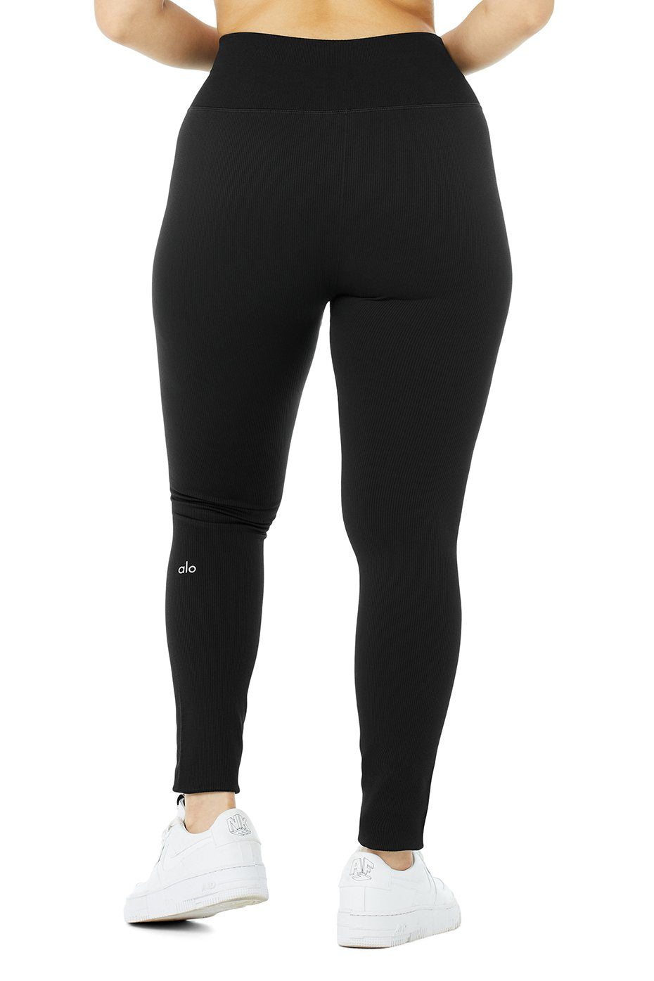 Seamless High-Waist Ribbed Legging - Black