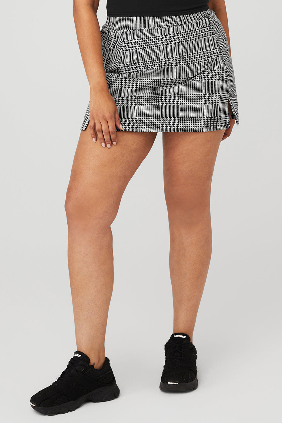 Jacquard Glenplaid Tennis Skirt - Titanium/Black