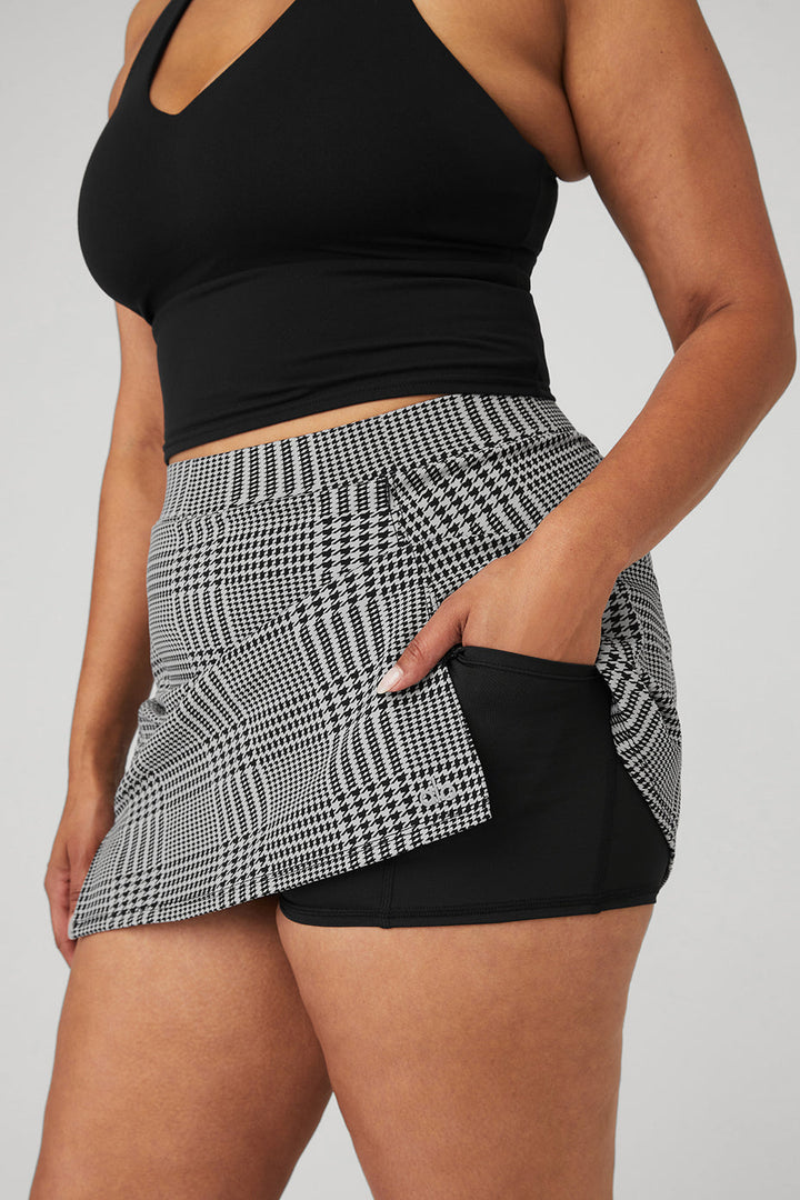 Jacquard Glenplaid Tennis Skirt - Titanium/Black