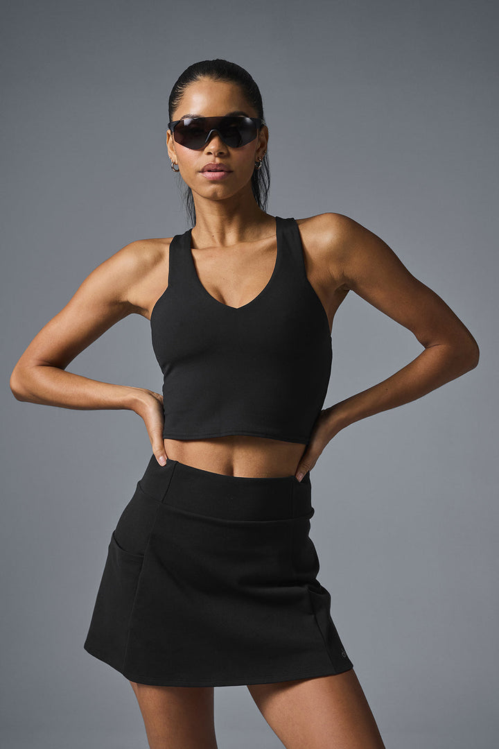 Airbrush High-Waist Good Form Tennis Skirt - Black